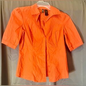 BISOU BISOU Button Down Shirts coral colored short sleeve Sz:S